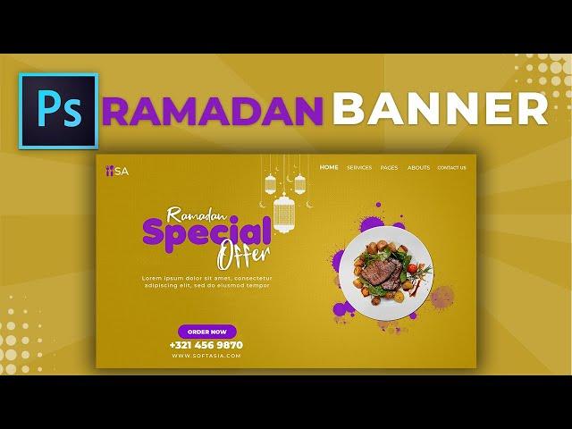 How to Design Ramadan Special Web Banner | Adobe Photoshop Tutorial | SoftAsia Tech