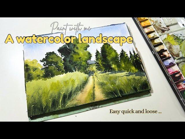 Easy watercolor landscape painting for beginners | Watercolor tutorial with instructions