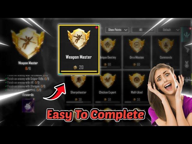 How To Complete Easily | Weapon Master Tittle | In Bgmi Weapon Master Achievement Complete In Pubg