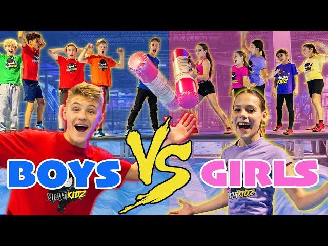 GIRLS vs BOYS Ninja Kidz Action Park Challenge!