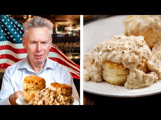 British Grandad tries Biscuits and Gravy for the first time!