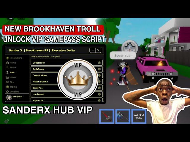 Brookhaven Script SanderX HUB Unlock Premium Gamepass Vip Gui |Hydrogen,fluxus,Arceus x Mobile