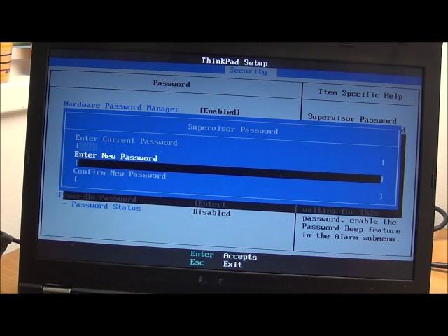 How to remove the BIOS password on a Lenovo ThinkPad T430 laptop