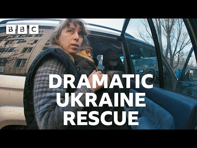 Dramatic first-person POV of family rescued from Ukraine's front line - BBC