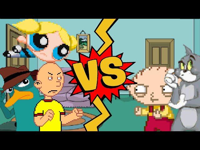 M.U.G.E.N Battles | Bubbles/Perry the Platypus/Caillou vs Stewie Griffin/Tom Cat