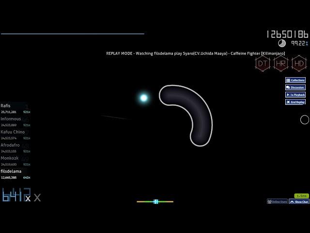 osu! | filsdelama | Syaro - Caffeine Fighter [Kilimanjaro] +HD,HR,DT | 99.37% FC #1 750pp