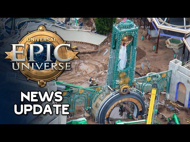 Universal Epic Universe News Update — CHRONOS TOWER TOPPED OFF, ENTRY AREA, & PARKING LOT CHANGES