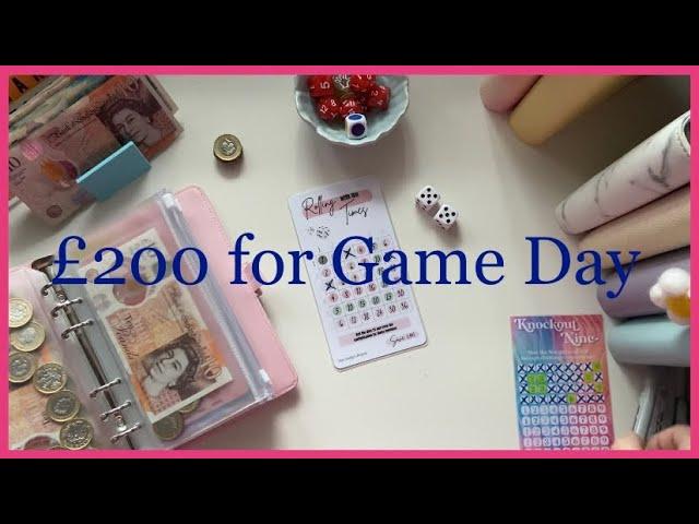 £200 Game Day * Cash Stuffing savings challenges * Dice games * long term savings * fun money 