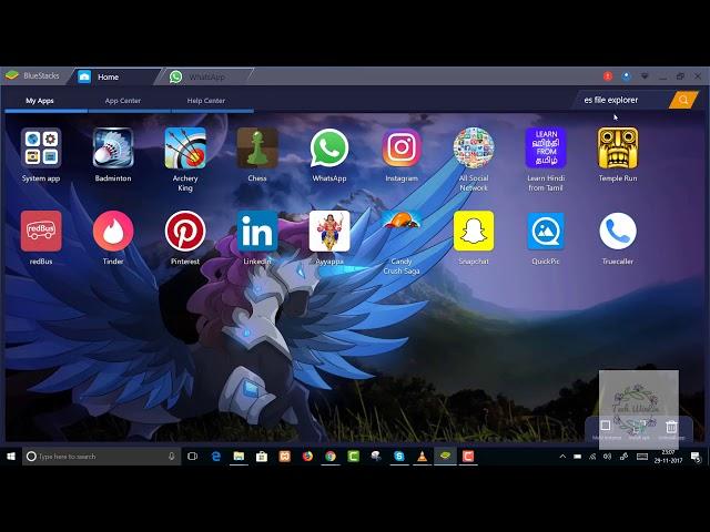 How to store files from bluestacks whatsApp to windows documents folder?