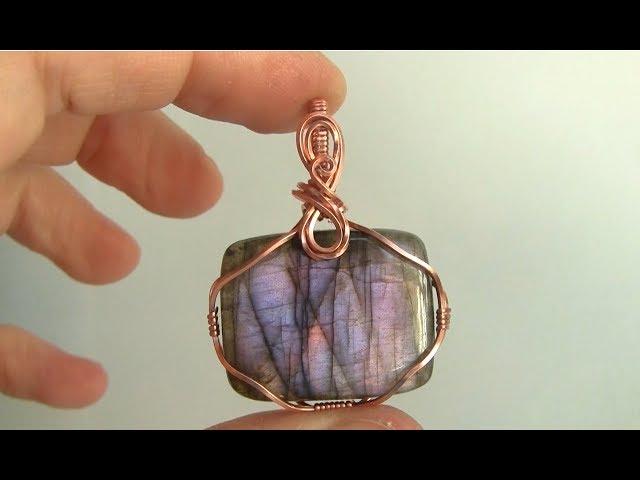 Rectangular Square Cabochon Wire Wrap Pendant Tutorial Beginner