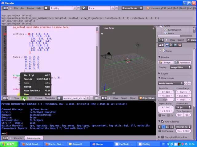 Blender 3D - Programmare in python per creare un cubo.avi