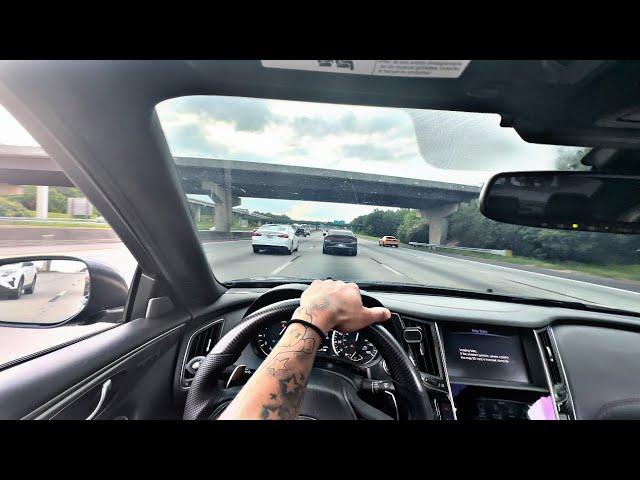 500 HP Q50 vs SCATPACKS!!! ( SLIDE SESSION THRU THE CITY)