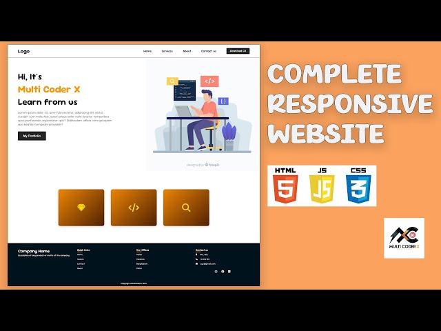 Responsive Website Using HTML CSS and JavaScript Step By Step