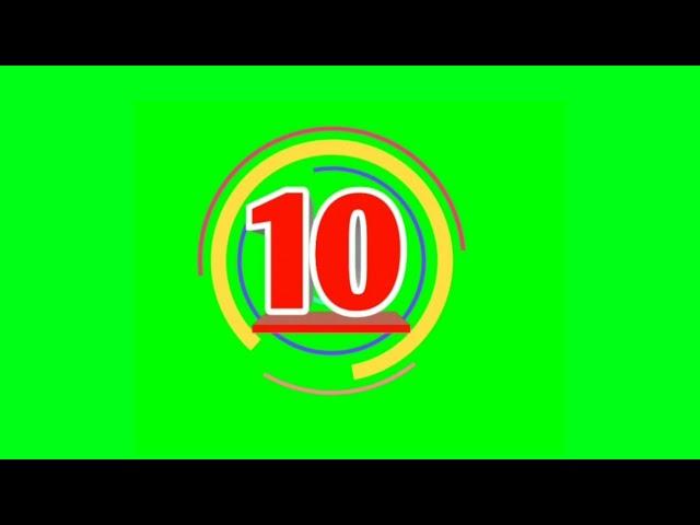 Copyright free green screen timer | 10 seconds countdown timer with sound effect green screen