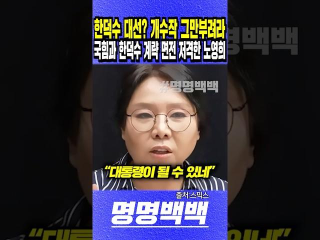 "한덕수 대선? 개수작 그만부려라", 국힘과 한덕수 계략 면전 저격한 노영희