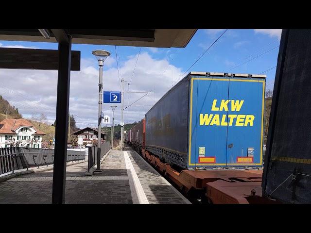 4K Freight Trains / Güterzug around Spiez (CH) - March 2020