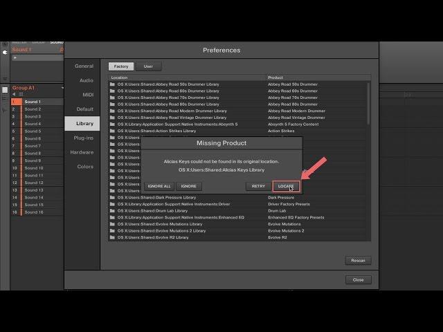 Relocating your Missing Content in MASCHINE 2