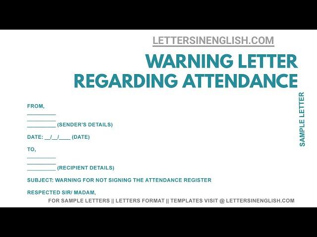 Letter for Not Signing Attendance Register – How To Write Warning Letter Regarding Attendance