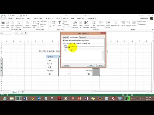 Create Custom Error Message in Excel