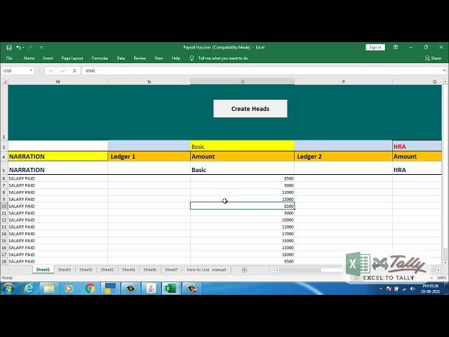 Excel to tally import Payroll Voucher data from Excel to tally software