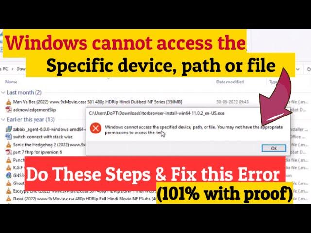 Fix - Windows Cannot Access Specified Device Path or File You May Not Have Appropriate Permissions