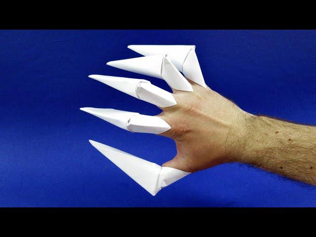 How to make paper claws on fingers. Origami paper claws