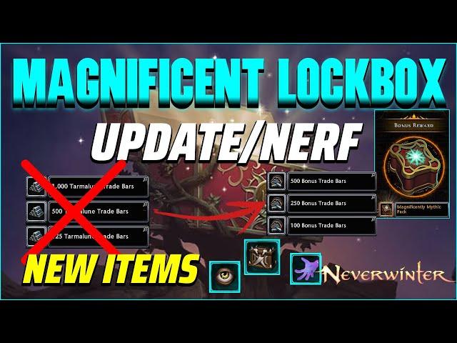MAGNIFICENT LOCKBOX UPDATE: WEiRD RING for Tarmalune Bars?New PETS, New Mythic Mounts  - Neverwinter