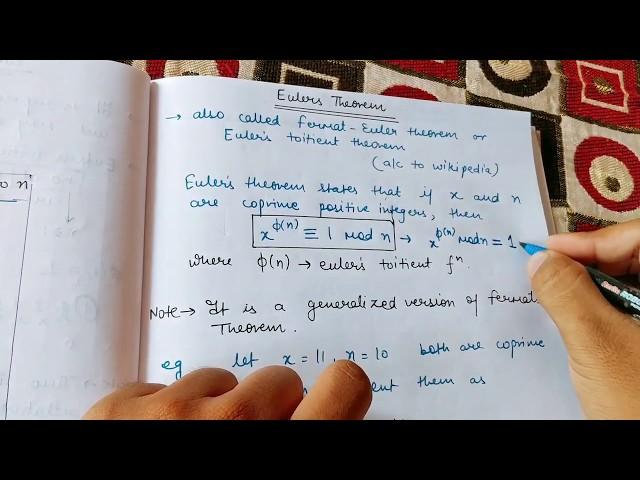 Euler's theorem in Cryptography and Network Security