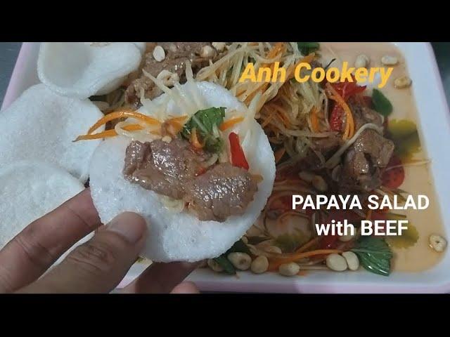 Traditional Vietnamese papaya salad with beef recipe - Vietnamese Cooking recipes | Anh Cookery