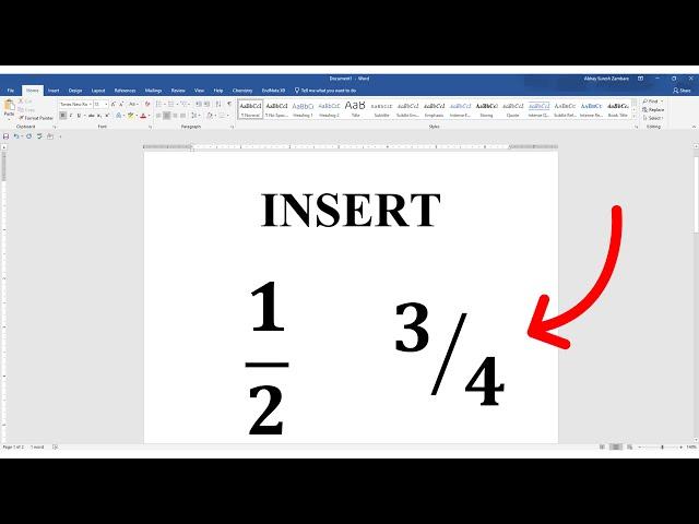 How To Type Fraction In Ms Word (Microsoft)