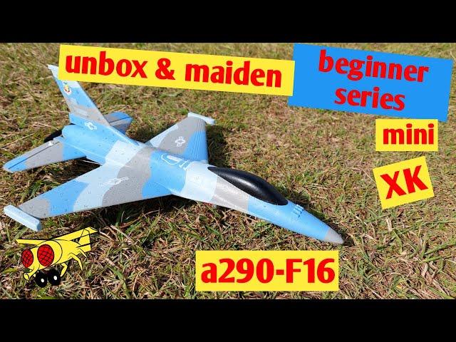 XK A290 F16 Fighter unboxing maiden crash Beginner RTF RC plane jet 3ch WLtoys