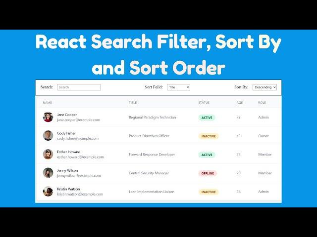 Create a Searchable & Sortable List with React JS | Step-by-Step Guide