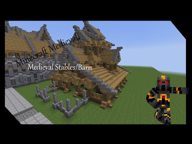 Minecraft Medieval Stables/Barn Tutorial- How to Build a Medieval Stables/Barn