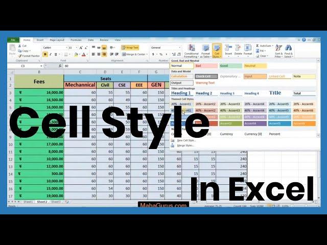 How to Add Cell Styles  in Excel- Cell Style in Excel Tutorial