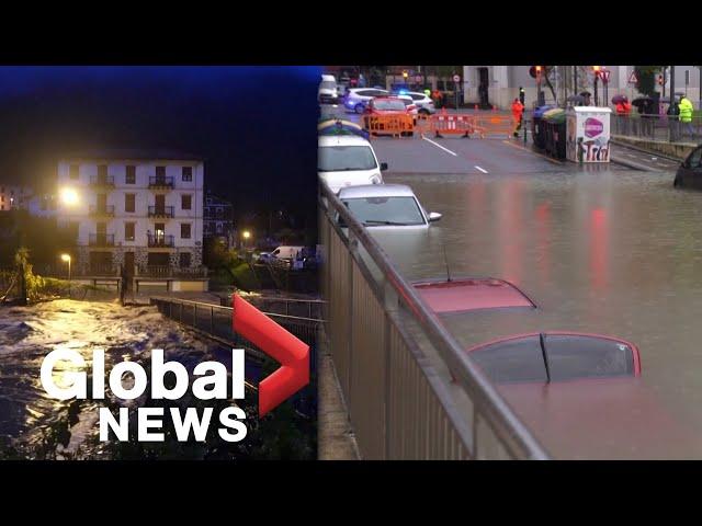 Spain floods: Rivers burst banks, leaving cars stranded after heavy rain and melting snow