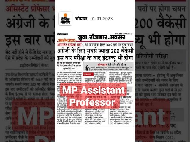 MP Assistant Professor Vacancy 2023