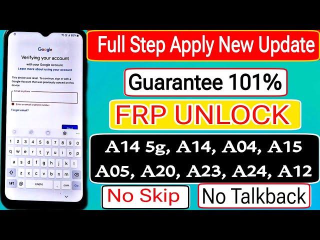 Samsung Frp Bypass Talkback Not Working 2024 Android 12-13-14Samsung A14 5g/A14/A03/A04/ Frp Unlock