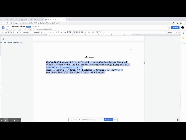 APA References Formatted in Google Docs