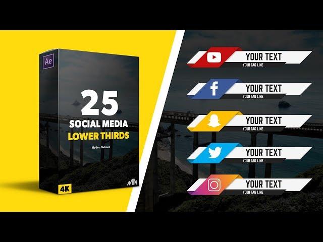 25 Social Media Lower Thirds Pack - After Effects | 4k Lower Thirds Pack After Effects Template