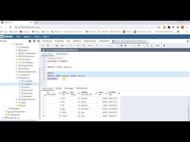 Transactions in #PostgreSQL #COMMIT #ROLLBACK #SQLTransaction #Differences between commit & rollback