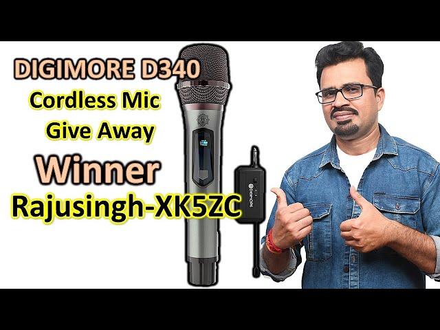 Winner for Giveaway of DIGIMORE  D340 Best Cordless Mic for Singing  | Wireless Mic | Cordless Mic