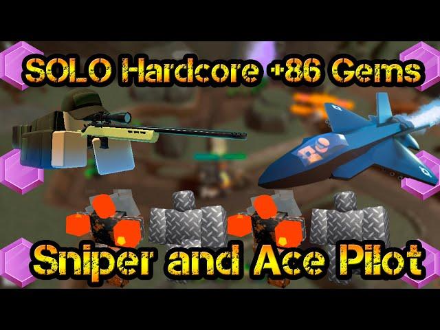 Solo Hardcore Mode +86 Gems Ace Pilot and Sniper Roblox Tower Defense Simulator