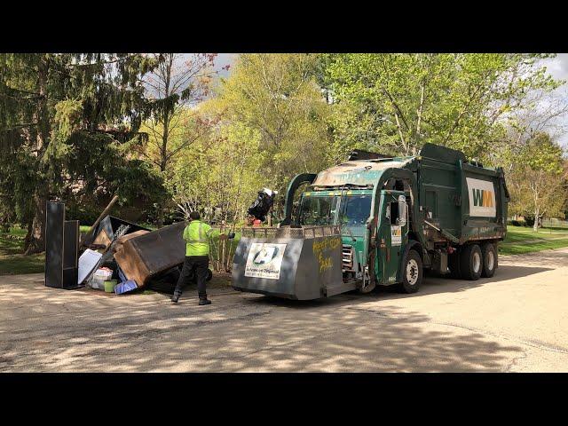 Waste Management Curotto Can Garbage Truck vs Massive Bulk Pile