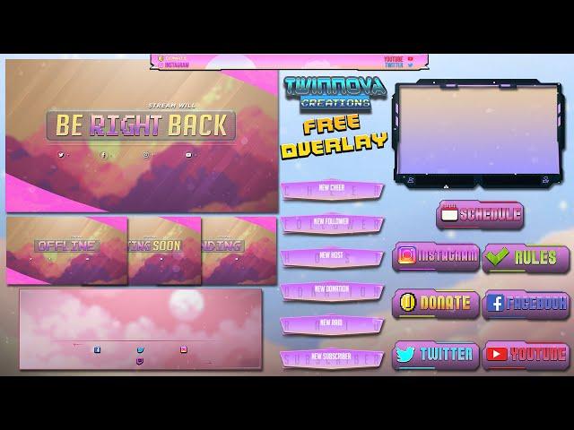 Free Cute Twitch Overlay Package - PSD Files Included 2021