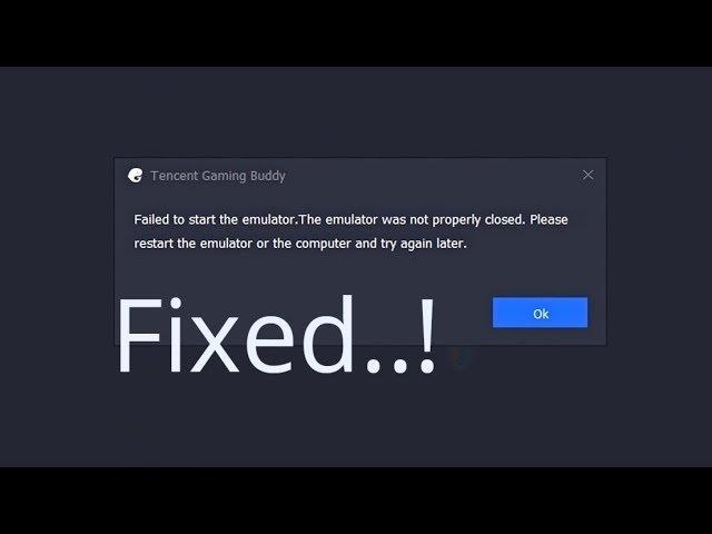 How To Fix 'Failed To Start The Emulator. The Emulator Was Not Properly Closed' || PubG Mobile Fix