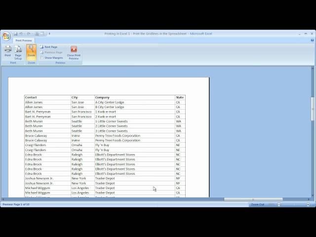 Printing in Excel 1 - Print the Gridlines when an Excel Spreadsheet is Printed