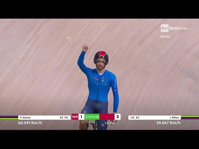 ORO E RECORD DEL MONDO FILIPPO GANNA - MONDIALI CICLISMO SU PISTA 2022