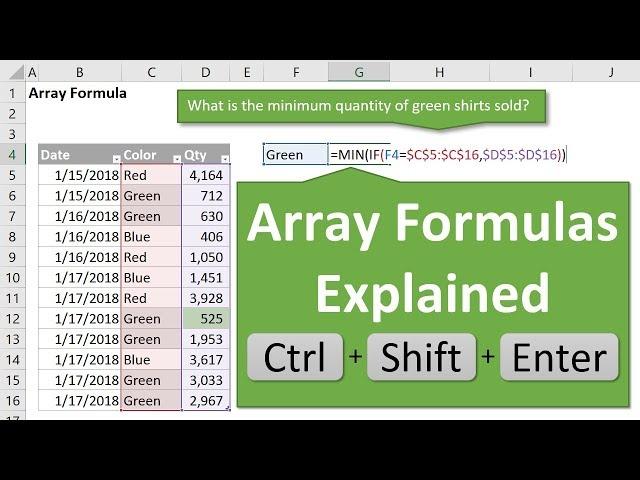 Excel Array Formulas Explained with MIN and IF Functions (Part 1 of 5)