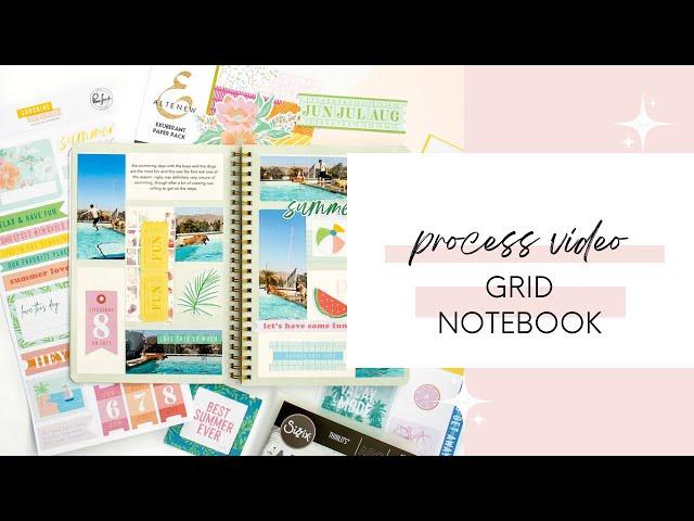 Scrapbook Notebook Journal Layout | Summer | Swimming | Stickers | Rub Ons | Die Cuts | Journaling