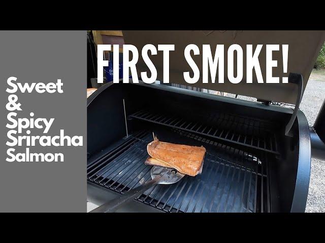 My first smoke!  Sweet & Spicy Sriracha Salmon